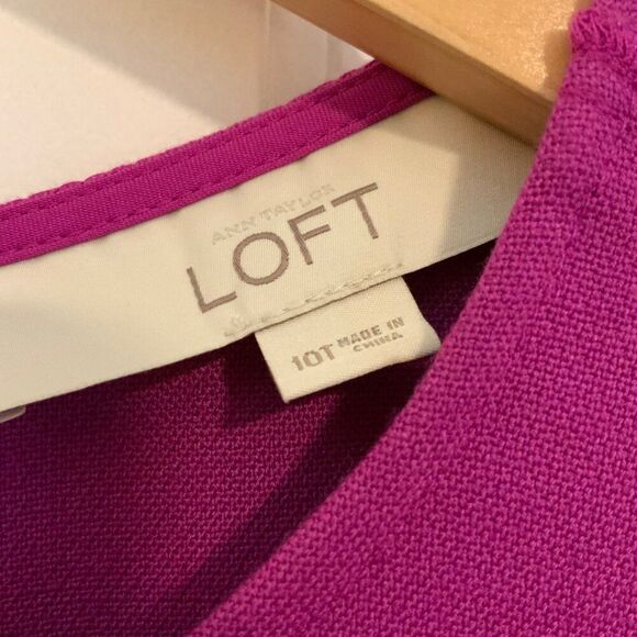 LOFT Fuchsia Purple Sleeveless Drop Waist Shift Dress Size 10 - Picture 4 of 12